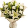 white lilies and roses